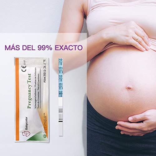 Babycolor 20 Test embarazo, Pruebas de Embarazo Ultrasensibles Predictor 10 mIU/ml, tiras embarazo Detección temprana alta Sensibilidad