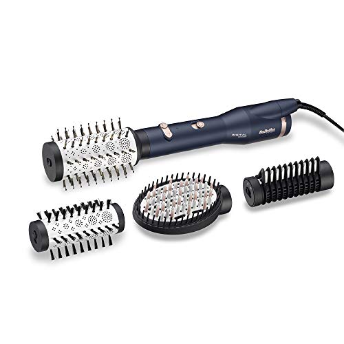 BaByliss AS500E – Cepillo de aire con sensor digital ajusta automáticamente la temperatura según el cabezal, 4 cabezales, base cerámica, aerodinámica térmica, iónico, 2 velocidades y aire frío