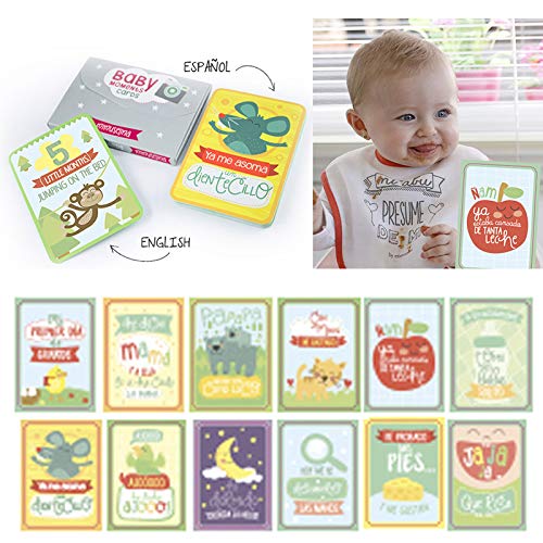 BabyMoments Cards by Mimuselina | Tarjetas de Logros e Hitos del Bebé, Regalo Original para Recién Nacidos, Tarjetas Bebé de Momentos para Recordar, Ideal Regalo Babyshower, Bilingüe: Español-English