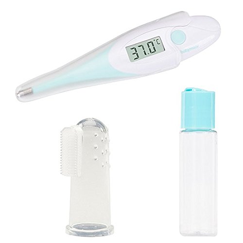 Babymoov A032003 Neceser de cuidados del bebé, 6 accesorios, con termómetro digital para bebés, Gris, Set 1