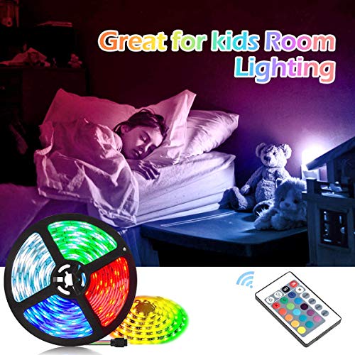 BACKTURE Luces LED Habitacion, 2M Tira LED 60 LED RGB 5050 Luz Led Multicolor con Con Remoto,16 RGB Colores y 4 Modos, Luces Decorativas para Habitación, Dormitorio, Mesa Gaming