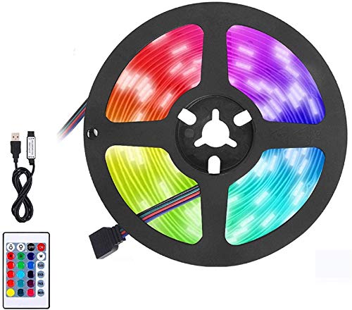 BACKTURE Luces LED Habitacion, 2M Tira LED 60 LED RGB 5050 Luz Led Multicolor con Con Remoto,16 RGB Colores y 4 Modos, Luces Decorativas para Habitación, Dormitorio, Mesa Gaming