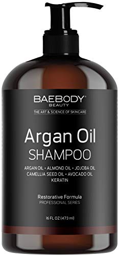 Baebody Moroccan Argan Oil Shampoo 16 Oz - Volumizing & Moisturizing, Gentle on Curly & Color Treated Hair, for Men & Women. Infused with Keratin.