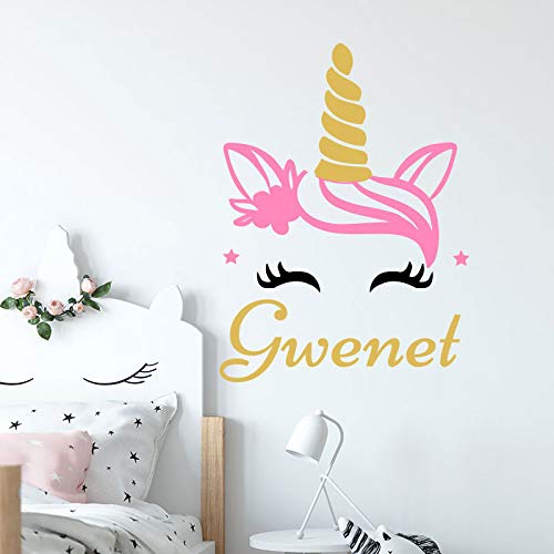 BailongXiao Nombre Personalizado niña habitación Animal Etiqueta de la Pared Vinilo decoración del hogar a Todo Color jardín de Infantes bebé niña Nombre Colorido Mural Dibujos Animados 75x102cm