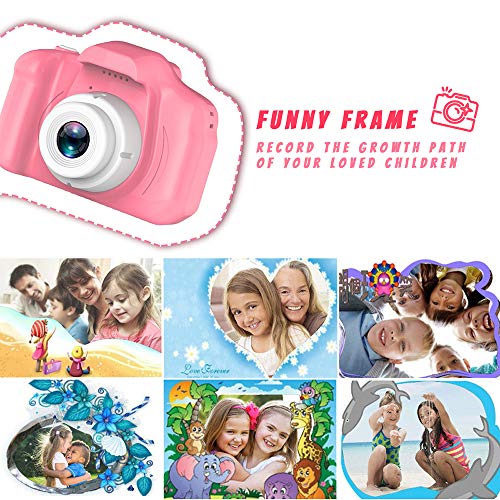 BAISIQI Regalos para 3-8 Años de Edad Chicas Joy-Fun Cámara Fotos Digital 1080P Camara de Fotos para Niños Digitales Selfie Vídeo Grabar Electrónico Juguete Regalos de Cumpleanos Rosa
