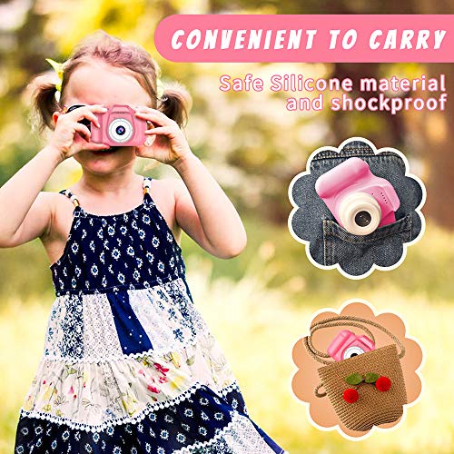 BAISIQI Regalos para 3-8 Años de Edad Chicas Joy-Fun Cámara Fotos Digital 1080P Camara de Fotos para Niños Digitales Selfie Vídeo Grabar Electrónico Juguete Regalos de Cumpleanos Rosa