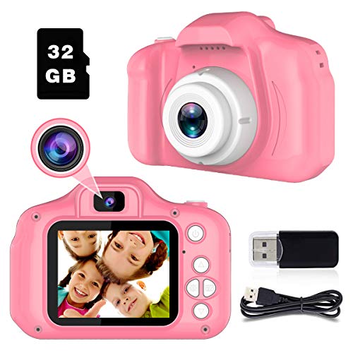 BAISIQI Regalos para 3-8 Años de Edad Chicas Joy-Fun Cámara Fotos Digital 1080P Camara de Fotos para Niños Digitales Selfie Vídeo Grabar Electrónico Juguete Regalos de Cumpleanos Rosa