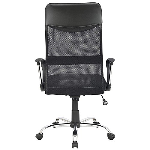 Bakaji - Sillón de Piel sintética y Tejido de Malla, rotación de 360 Grados, Negro, Metal, único