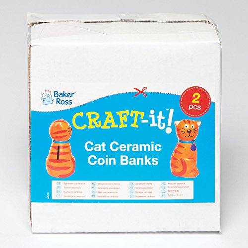 Baker Ross Huchas de Cerámica en Forma de Gato (paquete de 2) para que los niños pinten, decoren y exhiban