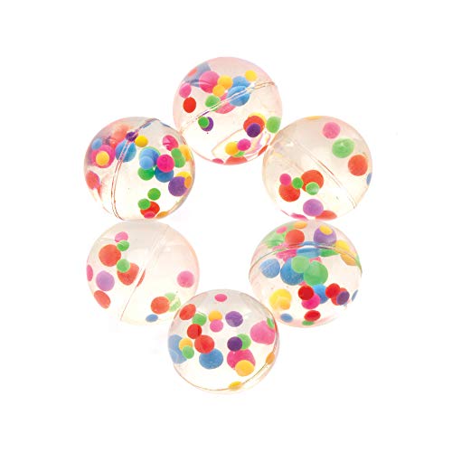 Baker Ross- Pelotas de goma con cuentas multicolor (Pack de 8) Bolas de goma para niños con cuentas multicolor para bolsas sorpresa en fiestas o para jugar en el recreo