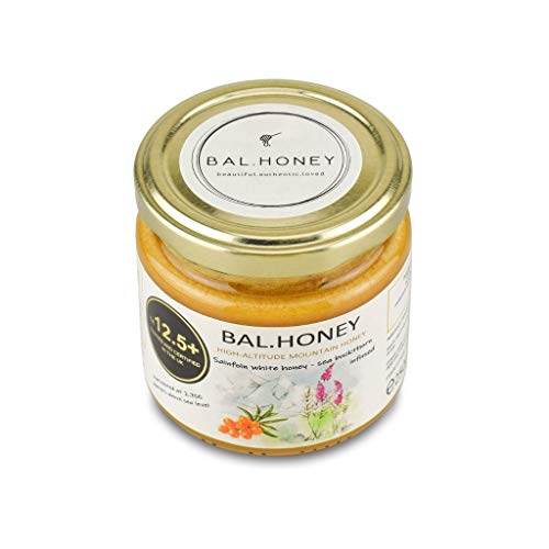BAL.HONEY La Miel con Espino Amarillo Pipirigallo Activa 12.5+ Tarro de vidrio de 250 gramos de miel blanca | 100% natural crudo puro sin pasteurizar sin filtrar