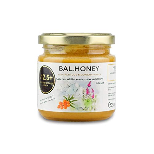 BAL.HONEY La Miel con Espino Amarillo Pipirigallo Activa 12.5+ Tarro de vidrio de 250 gramos de miel blanca | 100% natural crudo puro sin pasteurizar sin filtrar