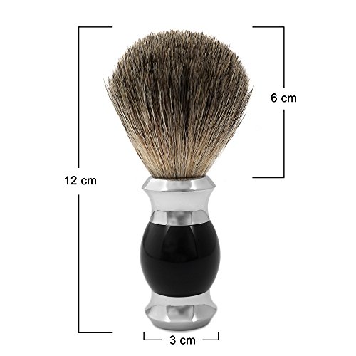 BALLTA Brocha de Afeitar Premium de Pelo de Tejón con Mango de Calidad | Brocha de Afeitar de Pelo Auténtico (negro)