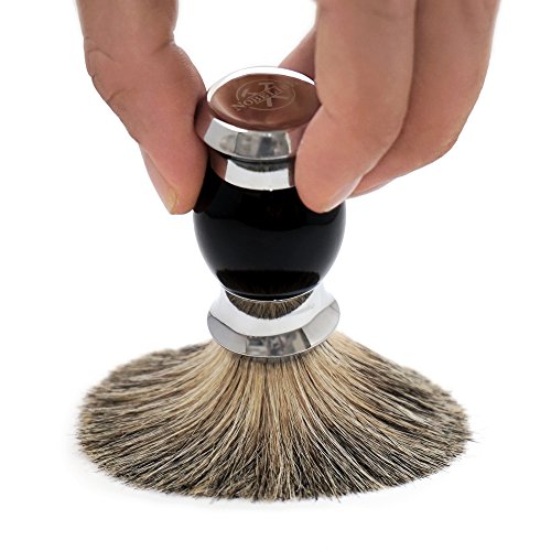 BALLTA Brocha de Afeitar Premium de Pelo de Tejón con Mango de Calidad | Brocha de Afeitar de Pelo Auténtico (negro)