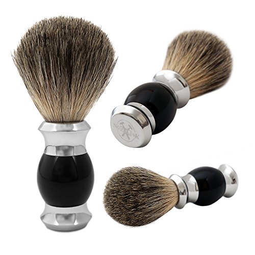 BALLTA Brocha de Afeitar Premium de Pelo de Tejón con Mango de Calidad | Brocha de Afeitar de Pelo Auténtico (negro)