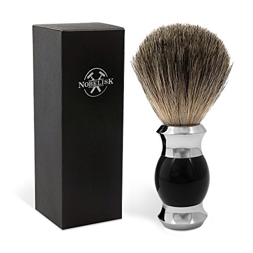 BALLTA Brocha de Afeitar Premium de Pelo de Tejón con Mango de Calidad | Brocha de Afeitar de Pelo Auténtico (negro)