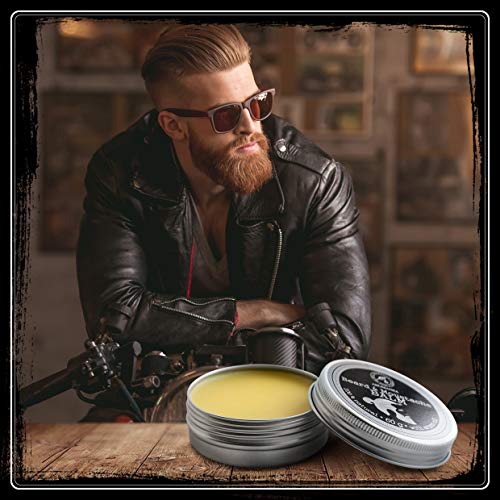 Bálsamo Barba 60g con Natural Aceite de Almendras - Argan - Jojoba - Cacao - Sándalo - Bergamota - Beneficios para la Barba y Bigote - Cuidado de la Piel - Beard Oils