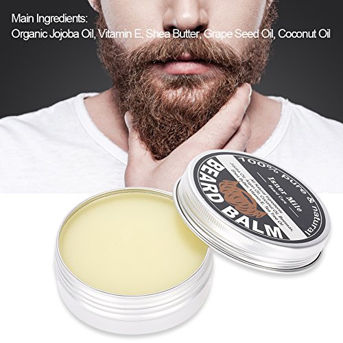 Bálsamo de barba para hombre, mantequilla de bigote, cera de barba, crema de crecimiento para el crecimiento de la crema hidratante y suavizante, cuidado de afeitar, mantequilla de estilo, 60 g