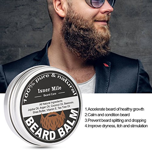 Bálsamo de barba para hombre, mantequilla de bigote, cera de barba, crema de crecimiento para el crecimiento de la crema hidratante y suavizante, cuidado de afeitar, mantequilla de estilo, 60 g
