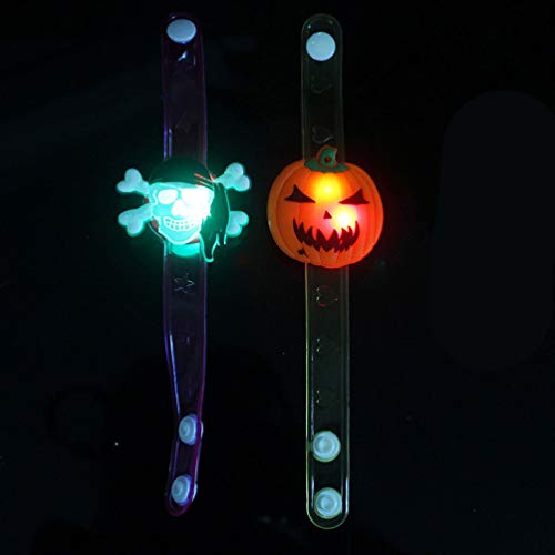 Baluue 2 Piezas de Halloween Brillante Flash Pulsera Calavera Pulsera de plástico Anillos de Mano Suministros para Fiestas para niños