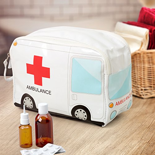 Balvi Estuche medicamentos Ambulance Color blanco Neceser de medicamentos para poder incluir botiquin de primeros auxilios Maletin portátil en forma de ambulancia para llevar medicinas Plástico PVC 17x24x12 cm