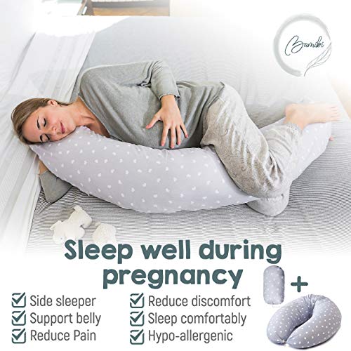 Bamibi® Almohada Embarazada y Cojín Lactancia Bebé Incluye Cojín Interno Multifuncional, Cama Nido Bebé. Fundas de Algodón, Relleno de Poliéster. Protector Cuna, Lavable