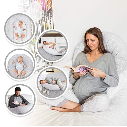 Bamibi® Almohada Embarazada y Cojín Lactancia Bebé Incluye Cojín Interno Multifuncional, Cama Nido Bebé. Fundas de Algodón, Relleno de Poliéster. Protector Cuna, Lavable