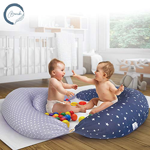 Bamibi® Almohada Embarazada y Cojín Lactancia Bebé Incluye Cojín Interno Multifuncional, Cama Nido Bebé. Fundas de Algodón, Relleno de Poliéster. Protector Cuna, Lavable