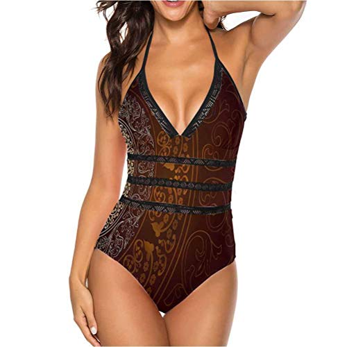 Bañador de dos piezas con bordes aztecas verticales, ideal para viaje a Hawaii Multi 18 XL