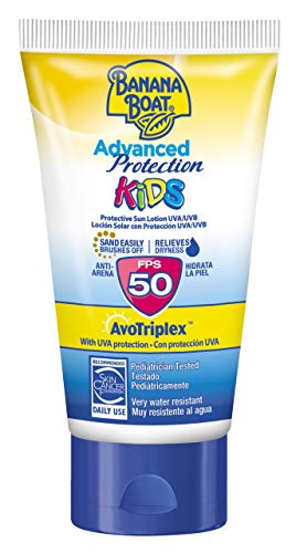 Banana Boat KIDS Pack Duo SPF 50 - Kit de Crema Solar Niños, Spray de 220 ml + Mini Crema Solar Niños, Loción de 60 ml, Amarillo