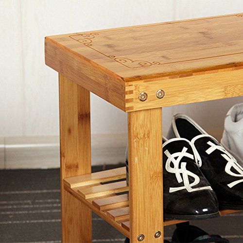 Banco Zapatero de bambú,Estantería para Zapatos con 3 estantes,Ideal para Entrada,Pasillo,baño,Sala de Estar y Pasillo - 58,5 x 27 x 45,5 cm