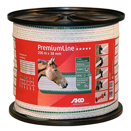 Banda Prem.Line, 200 m, 12,5 mm, color blanco/verde, 3 x 0,2 Niro, 2 x 0,2 CU