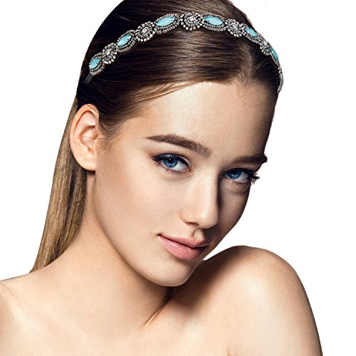 Bandas para la Cabeza Elásticas, Zoylink 5 Piezas aro Diadema Cristal Diamante de Imitación Bandas para el Pelo Accesorios para el Cabello de la Boda para Mujer (Multicolor 1)