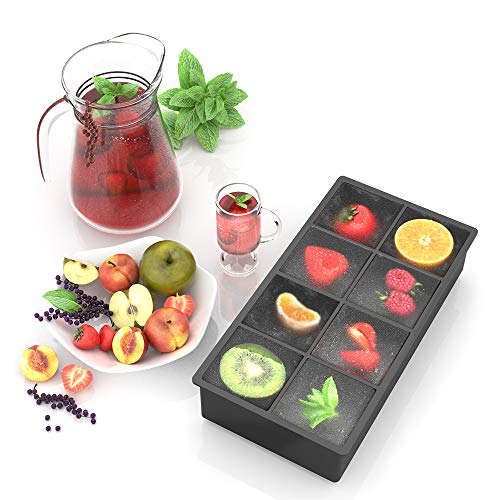 Bandeja De Hielo De Silicona, Bandeja de Cubitos de Hielo con Tapa, [2 Pack] cubitera hielo Molde para Hielos, para Congelarse Alimentos para Bebés, Cola,Cócteles Cola Whisky