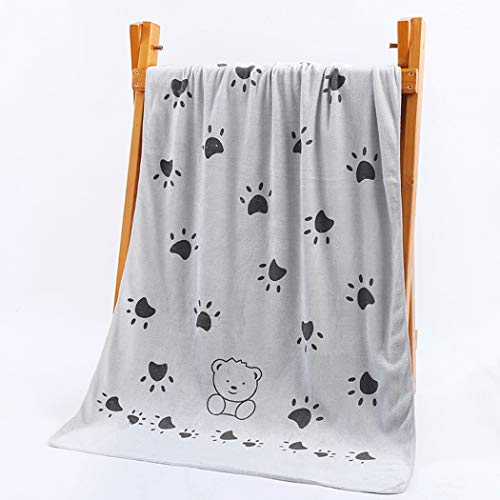 Bangcool 2PCS Toalla para Mascotas Pata Diseño Toalla Absorbente para Perros Toalla de baño para Perros con Cepillo de baño para Mascotas