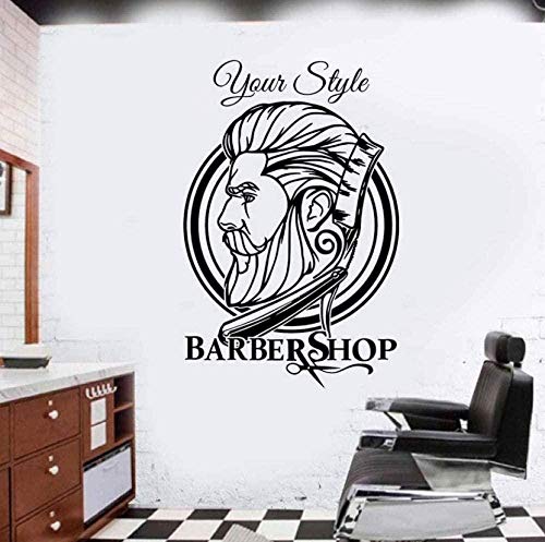 Barber Shop Trendy Hair Salon Wall Sticker Tatuajes de pared creativos decoración del hogar sala de estar dormitorio cocina arte pegatinas 42X64Cm