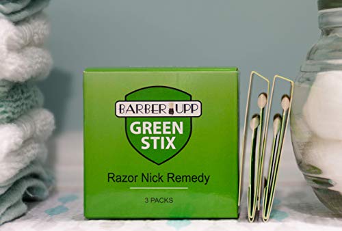 BARBERUPP Styptic palillo de afeitado Accesorios (verde Stix, 3 Pack) deje de sangrar Para Razor Nicks para los hombres y de las mujeres - Sanitaria y grande para los peluqueros o personales 3