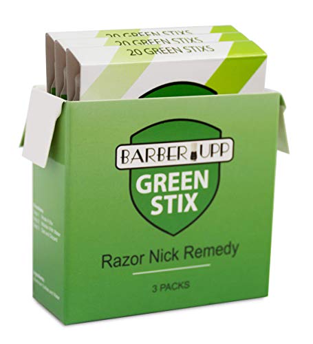 BARBERUPP Styptic palillo de afeitado Accesorios (verde Stix, 3 Pack) deje de sangrar Para Razor Nicks para los hombres y de las mujeres - Sanitaria y grande para los peluqueros o personales 3