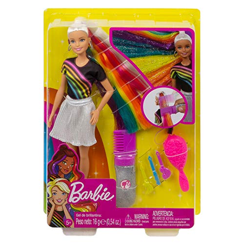 Barbie Destellos de Arociris, Muñeca rubia con cabello extra largo con accesorios para peinar, regalo para niñas y niños 3-9 años (Mattel FXN96) , color/modelo surtido