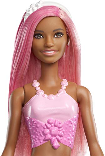 Barbie Dreamtopia - Muñeca Sirena con pelo y top rosa (Mattel FXT10)