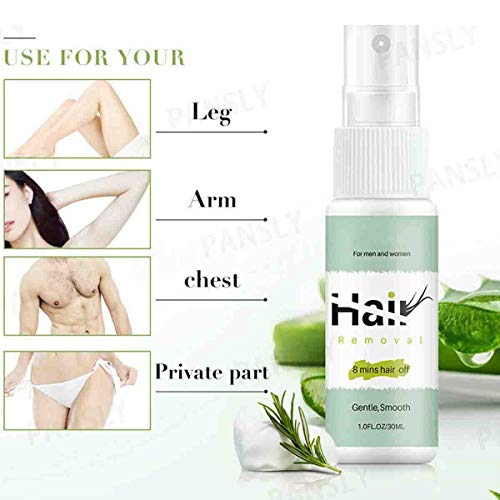 Bareit Spray depilatorio, Hair Removal Spray semipermanente natural, Spray inhibidor del crecimiento del cabello Stop, Limpiador sin dolor Eliminador de corporal Pierna Axila Manos Facial (B)