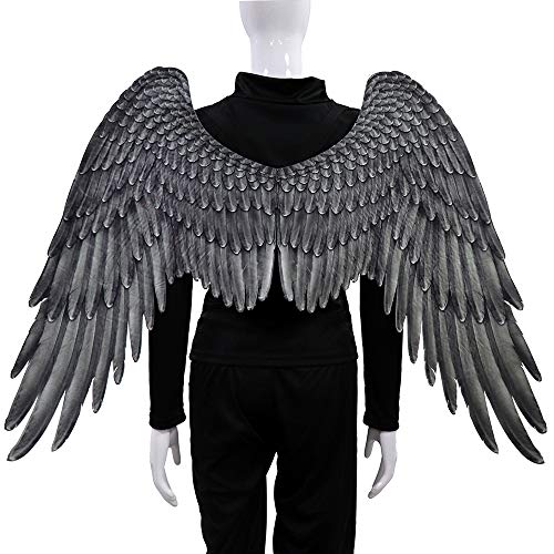 BaronHong Halloween Mardi Gras Costume Cosplay 3D Alas de ángel para Adulto (Negro, M)