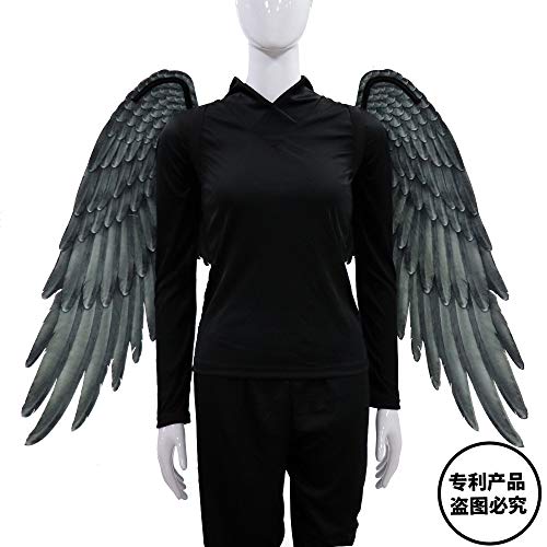 BaronHong Halloween Mardi Gras Costume Cosplay 3D Alas de ángel para Adulto (Negro, M)