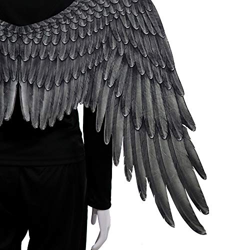 BaronHong Halloween Mardi Gras Costume Cosplay 3D Alas de ángel para Adulto (Negro, M)