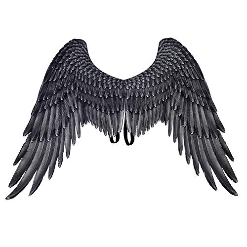 BaronHong Halloween Mardi Gras Costume Cosplay 3D Alas de ángel para Adulto (Negro, M)