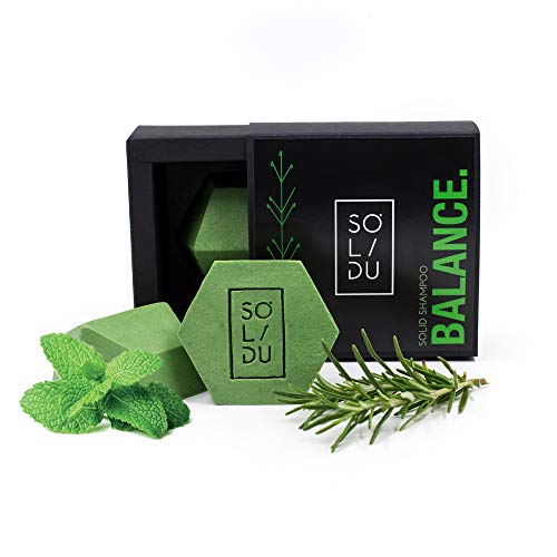 Barra de champú sólida para cabello graso - jabón para el cabello de primera calidad con romero y menta y manteca de cacao - jabón de champú - adecuado para veganos, cero desperdicio