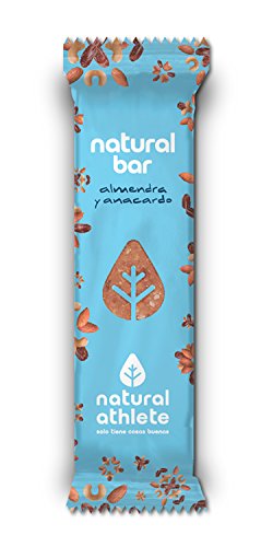 Barritas Energéticas Almendra y Anacardo Natural Athlete, Sin Azúcar Añadido, 100% Natural y Orgánicas, Sin Gluten, Vegana -40 g