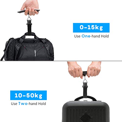 Báscula Digital Luxebell Balanza de Equipaje de Ergonómica LCD 50g/50Kg para Viaje - Plateado