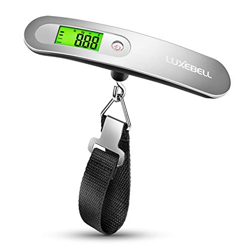 Báscula Digital Luxebell Balanza de Equipaje de Ergonómica LCD 50g/50Kg para Viaje - Plateado