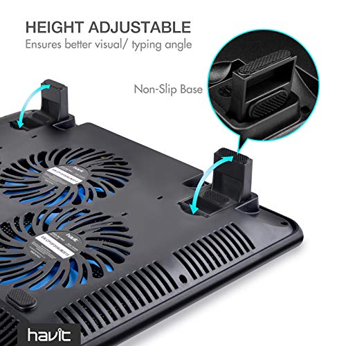 Base de Refrigeracion Portatil Ventilador Gaming Cooler HAVIT HV-F2056 Refrigeracion Gaming de 15,6 a 17 Pulgadas con Puerto USB (Azul)